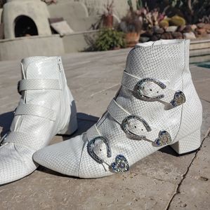Betsey Johnsen Jonaa Ankle Boot, White Snake